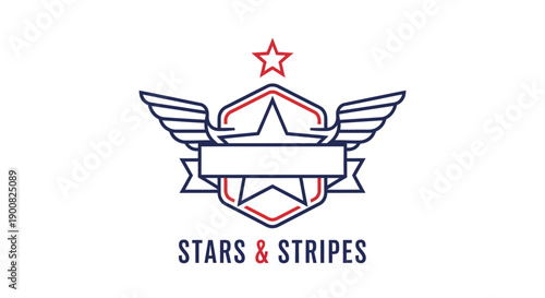 Patriotic American Military Emblem Featuring Stars and Stripes Design with Winged Badge