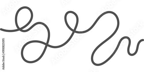 Long curvy squiggles form decorative wavy pattern with thin and thick lines creating abstract seamless background texture for modern design projects.