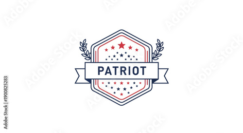 Patriot Emblem with Stars and Laurel Wreaths in Vintage Style