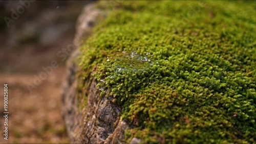 Wallpaper Mural Fresh Water Drops Falling on Vibrant Green Moss Macro Torontodigital.ca