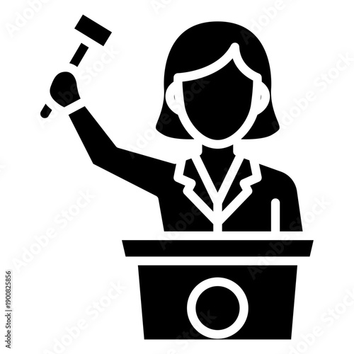 Auctioneer Female Vector Icon