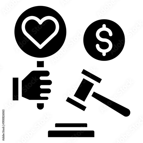 Charity Auction Vector Icon
