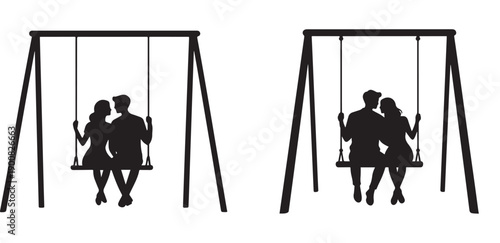 Couple play swinging valentine day silhouette