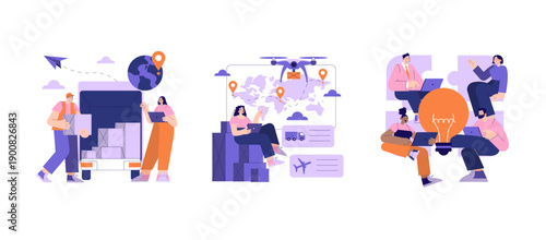 Global Logistics Collaboration Vector Illustration