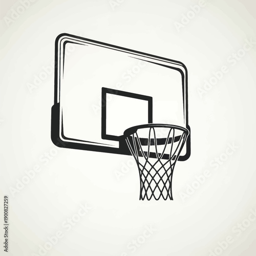 Basketball hoop and backboard, simple illustration, sports equipment, clean design