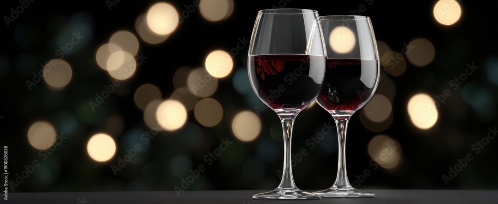 Fototapeta premium wine glasses shine against a silver bokeh backdrop for classy toasts at special occasions