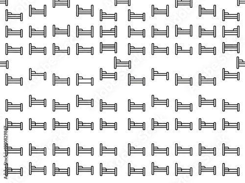 Seamless pattern of simple bed icons in black and white. EPS Editable