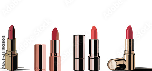 Lipstick open tube cosmetic product illustration vector