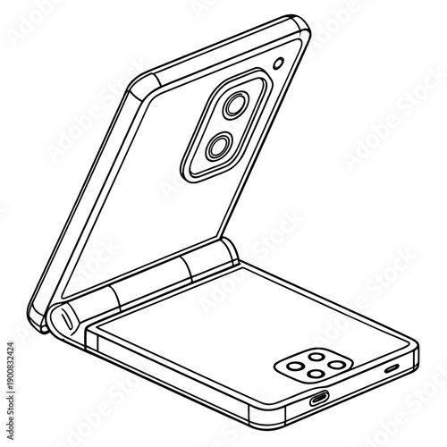 A sleek and modern smartphone with a flip design and dual cameras on the back.