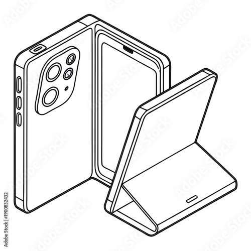 Smartphone and tablet in a protective case with a stand for viewing