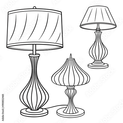 Vintage lamps with intricate designs and elegant lampshades