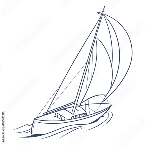 A serene sailboat gliding through calm waters under a clear blue sky