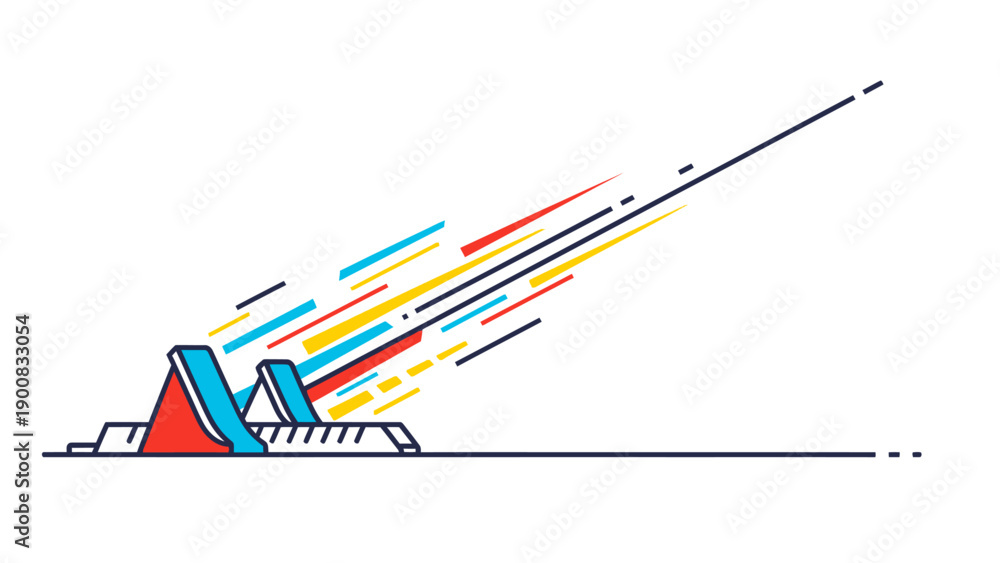 Fototapeta premium Dynamic Starting Blocks Icon with Speed Lines. Abstract Geometric Vector Illustration of Sprint, Acceleration, Competition, and Fast Launch.