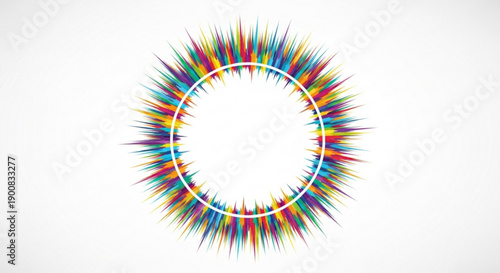 Colorful Sunburst Circle on White Background
