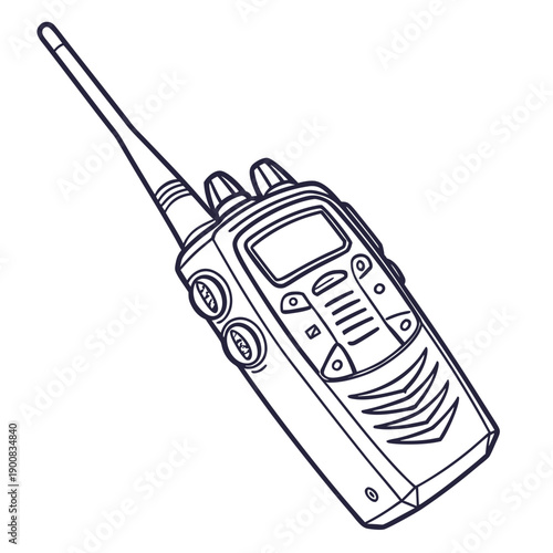 A detailed illustration of a portable radio communication device with an antenna.