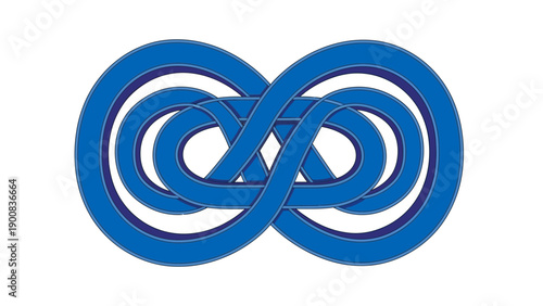 Abstract Blue Intertwined Knotwork Loop Symbol Representing Infinity, Connectivity, and Continuous Flow Vector Illustration