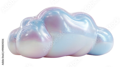 Soft pastel cloud-shaped pillow with glossy texture background isolated on a Transparent background, PNG file.