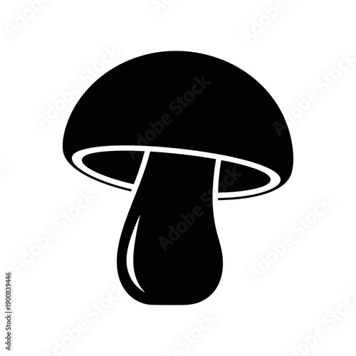 A minimalist black silhouette of a mushroom with a rounded cap and stem simple design silhouette high quality professional detailed modern elegant