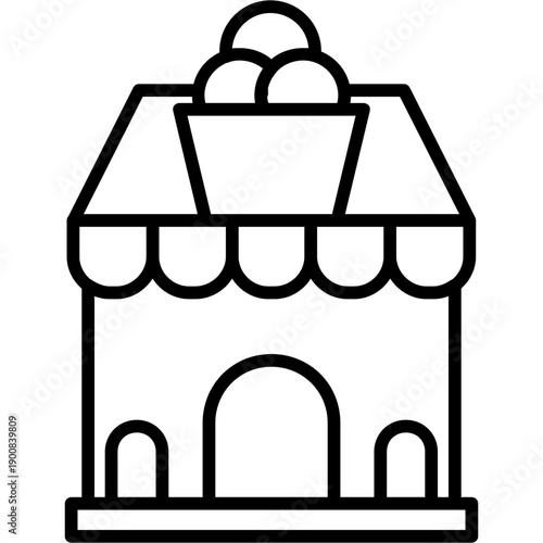 Cafe building with awning