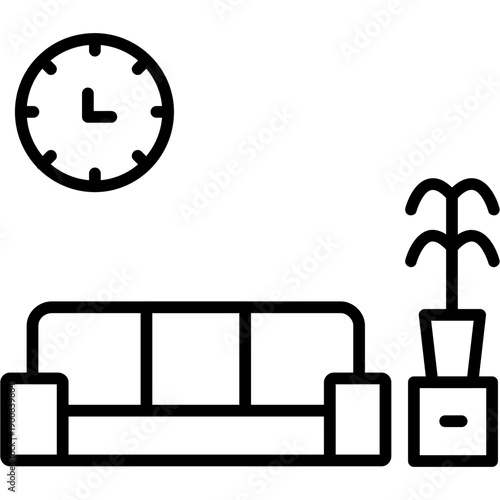 Waiting area with sofa and plant