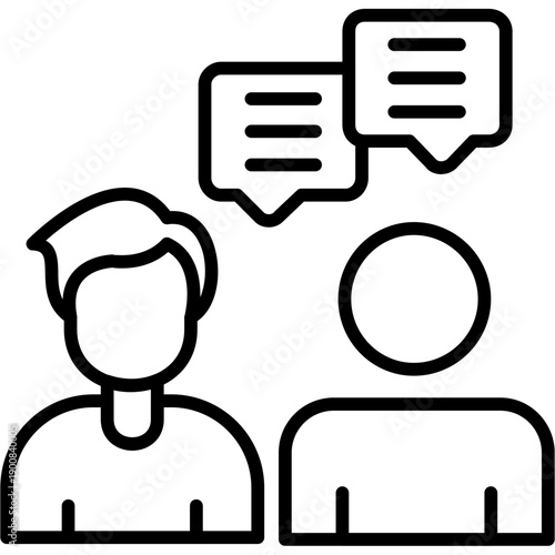 Two people communicating with speech bubbles
