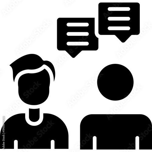 Two people communicating with speech bubbles