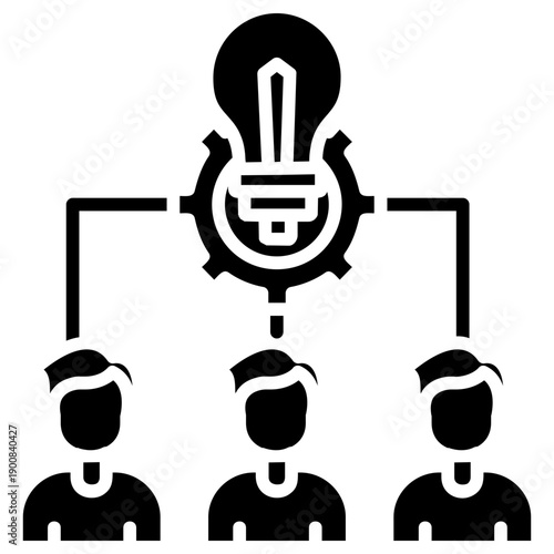 Team brainstorming with light bulb