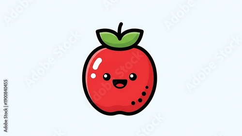 Wallpaper Mural Cartoon Apple Character with Smiling Face. Torontodigital.ca