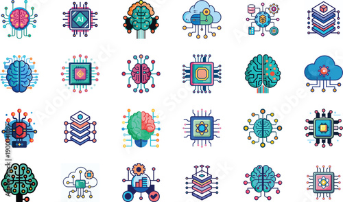 Business Growth Tree with Circuit Board and Stars Vector Illustration