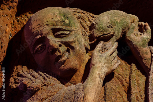 toad licking an ear, underground palace, Oriental Buddha Park, Leshan city, Sichuan, China, Asia