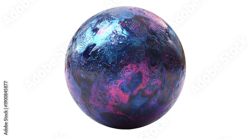Space-themed abstract sphere with cosmic texture background isolated on a Transparent background, PNG file.