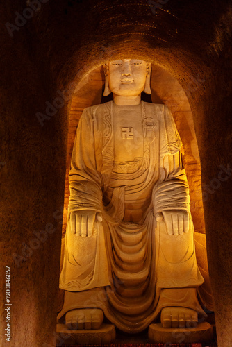 seated Buddha, thirty-three meters tall, underground palace, Oriental Buddha Park, Leshan city, Sichuan, China, Asia