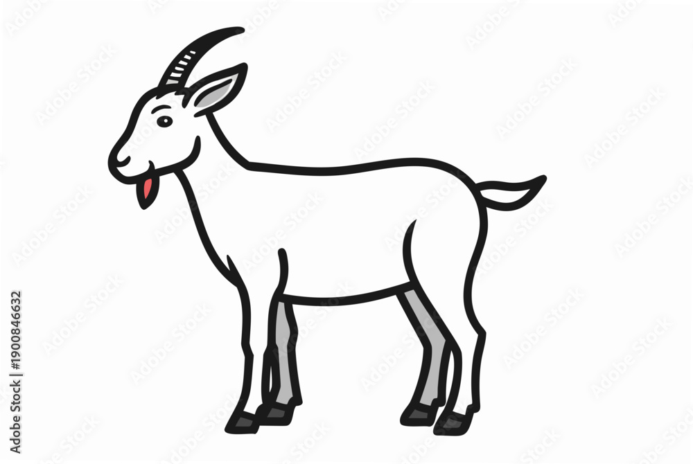 Obraz premium Isolated Sketch of a Goat on White Background Minimal Line Art