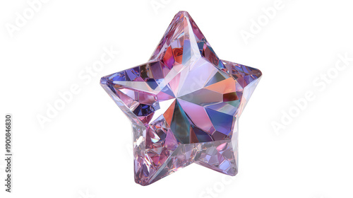 Sparkling gemstone star holiday theme background isolated on a Transparent background, PNG file.