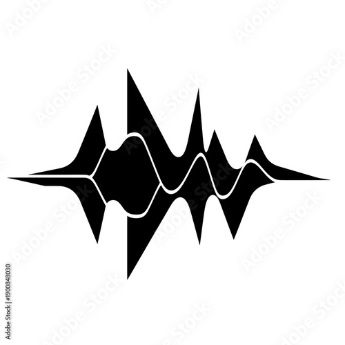Abstract sound wave visualization, black and white waveform graphic