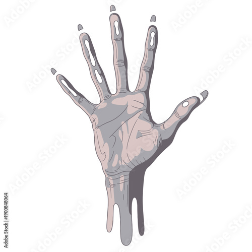 Alien Hand Illustration Melting Liquid