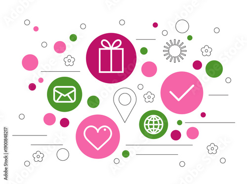 Icon set of the online communication symbols. Illustration in minimalistic geometric style