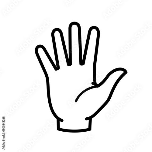 Simple black and white outline of an open hand with five fingers