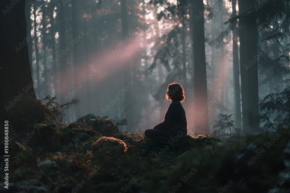 Fototapeta premium Being embraced by the quiet forest dawn fills the soul with serene gentle wonder.