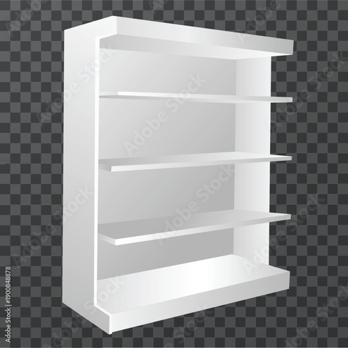 Empty white retail product display cabinet for gondola type product mockup