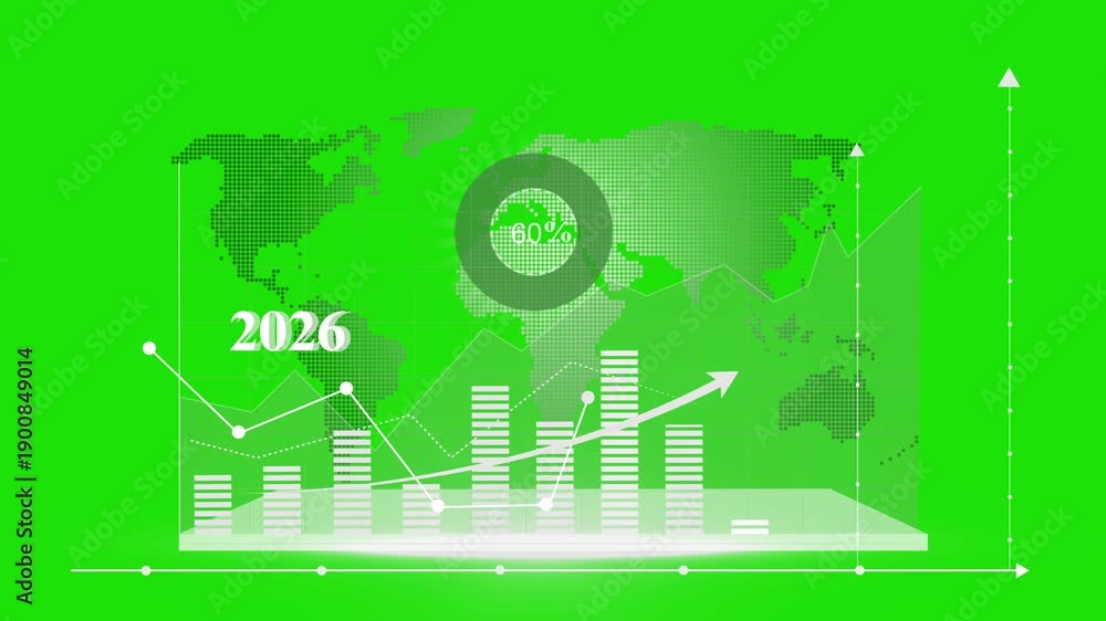 Futuristic 2026 Business Growth Chart Animation Line Graph And World 1000 F 1900849014 