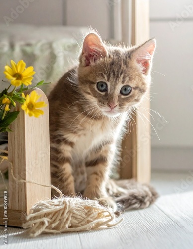Chat domestique dans la maison.