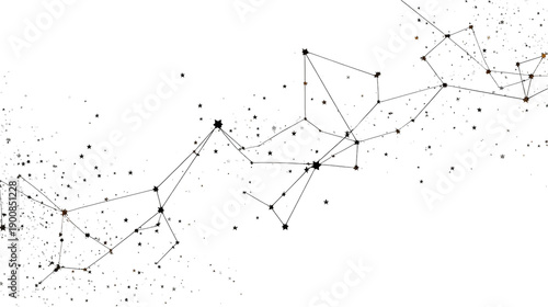Star constellation line style background isolated on a Transparent background, PNG file.
