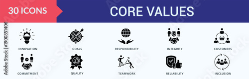 Core Values  Icon Pack Illustration Vector Glyph Style