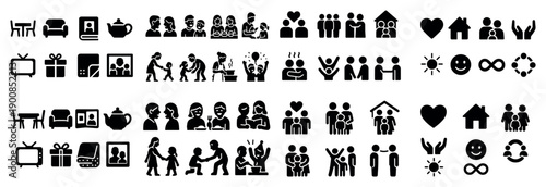 Diverse family and community icons collection