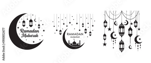 Ramadan kareem and eid mubarak islamic holiday decorations