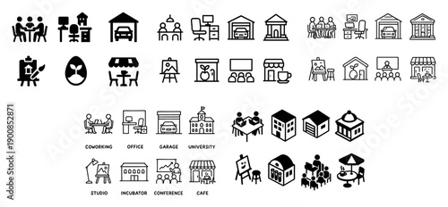 Diverse workspace icons collection