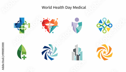 Medical Icons Set - Health, Care, Technology, Community, Global