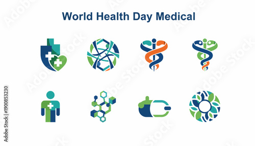 World Health Day Medical Icons Set - Healthcare and Science Symbols