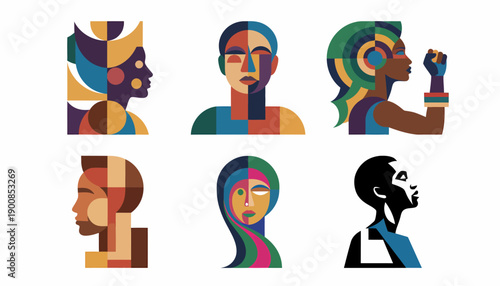 Abstract Diverse Faces: Geometric Human Portraits in Vibrant Colors